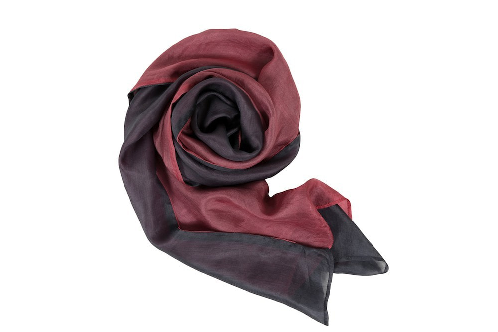 grey and pink scarf in natural silk, slow fashion