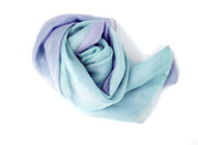 mauve and aqua scarf in raw silk, from fair-trade