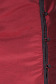 jupe portefeuille noir et rouge en soie naturelle, style asiatique, boutons traditionnels chinois, commerce équitable