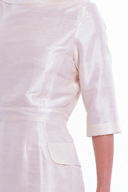 robe en soie sauvage couleur ivoire, entièrement doublée en soie et coton, esprit vintage, issu du commerce équitable