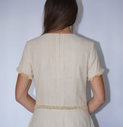 long lotus fiber and cotton dress in natural beige with fringes, back