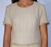 long lotus fiber and cotton dress in natural beige with fringes sustainably made